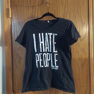 I hate people black t shirt XL tee
